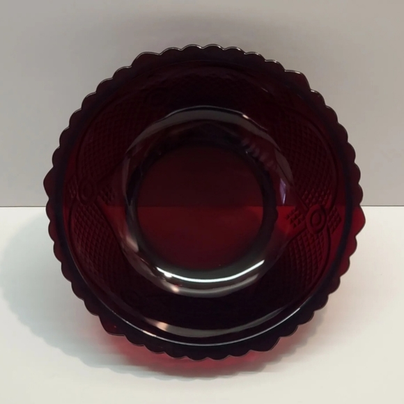 NEW Avon Cape Cod Ruby Red Serving Bowl 8.75" Vintage With Box Sandwich Glass - Picture 11 of 11